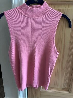 Forever 21 Pink Ribbed Sleeveless Mock Neck Tank